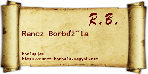 Rancz Borbála névjegykártya